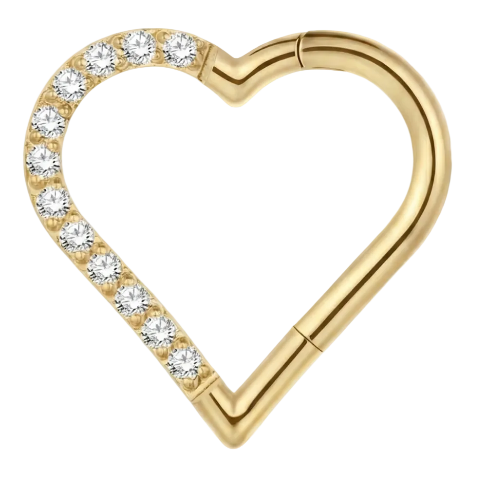 Segmentierter Clicker aus Titan mit Zirkonen – Herz – Piercing Planet