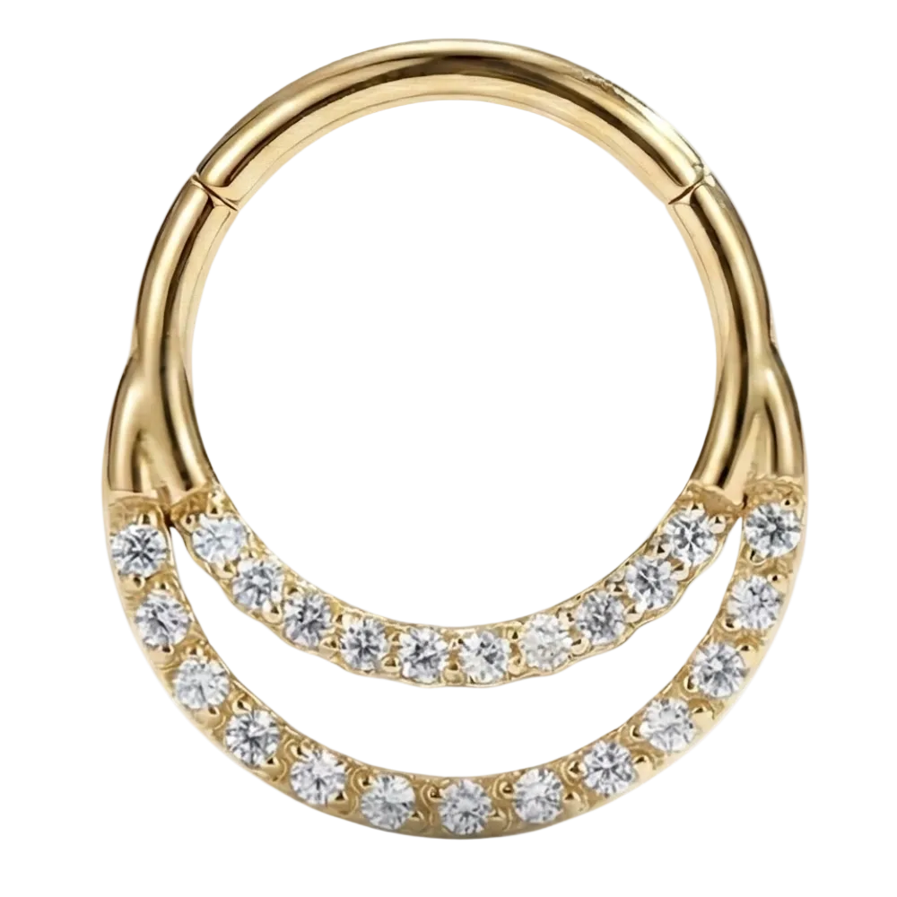 Segmentierter Clicker aus Titan mit kubischen Zirkonias – Doppelrand – Piercing Planet