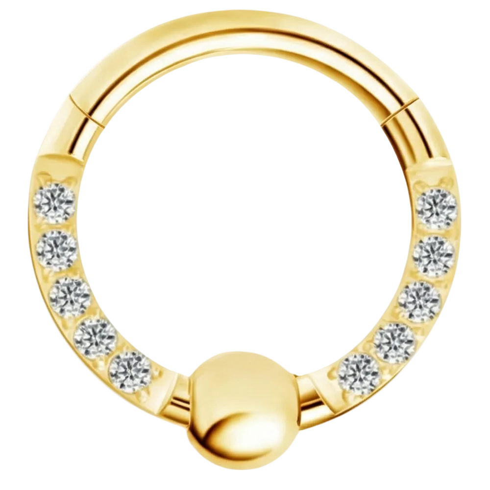 Segmentierter Clicker aus Titan mit Zirkonen und Kugel – Kreis – Piercing-Planet