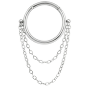 Clicker de segment en titane avec deux chaînes - Cercle