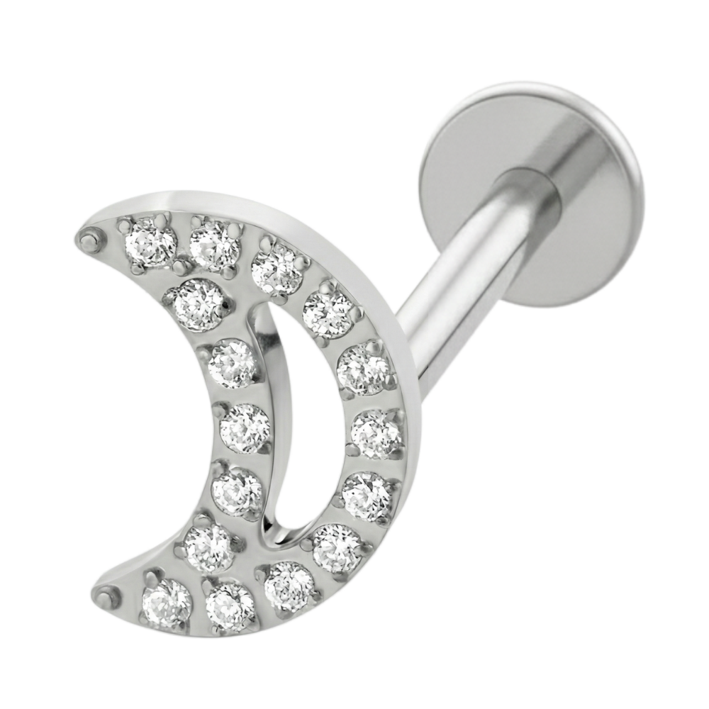 Labret Décoratif Titane - Zircon Lune