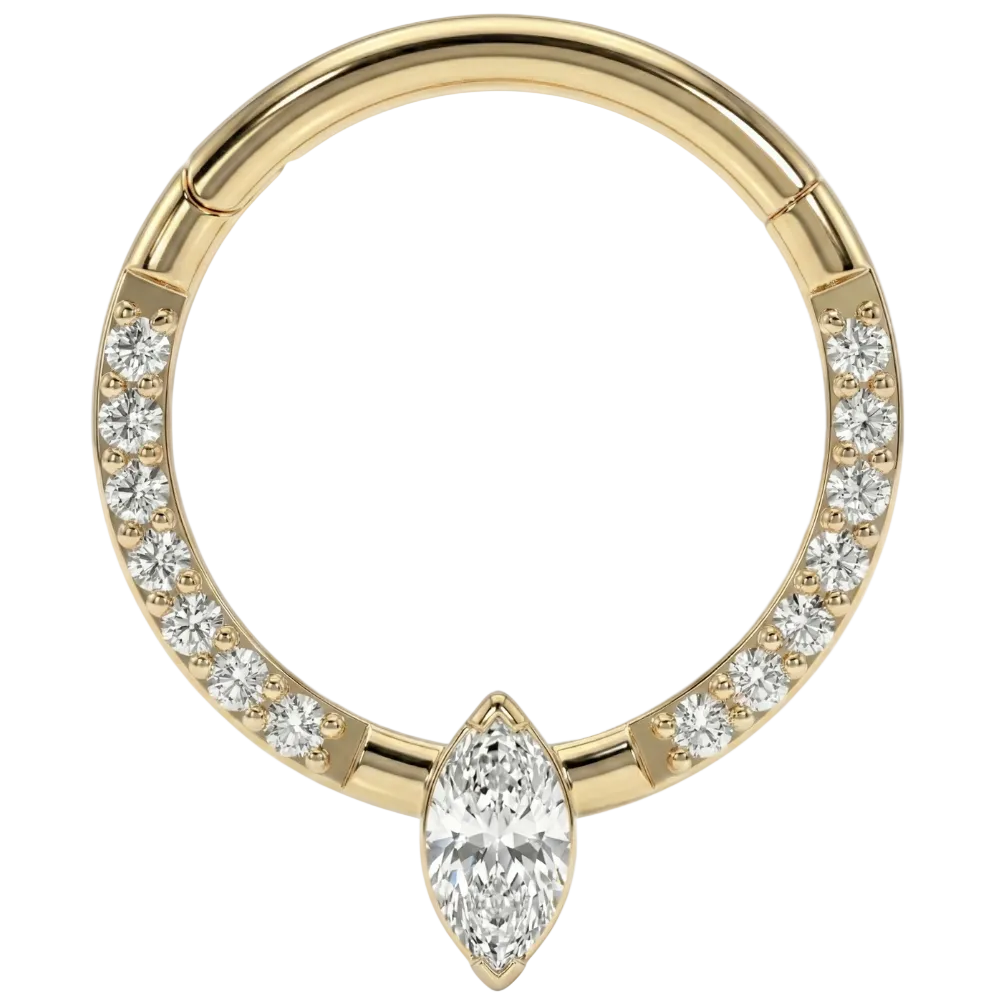 Segmentierter Clicker aus Titan mit Zirkonen und Diamanten – Kreis – Piercing Planet