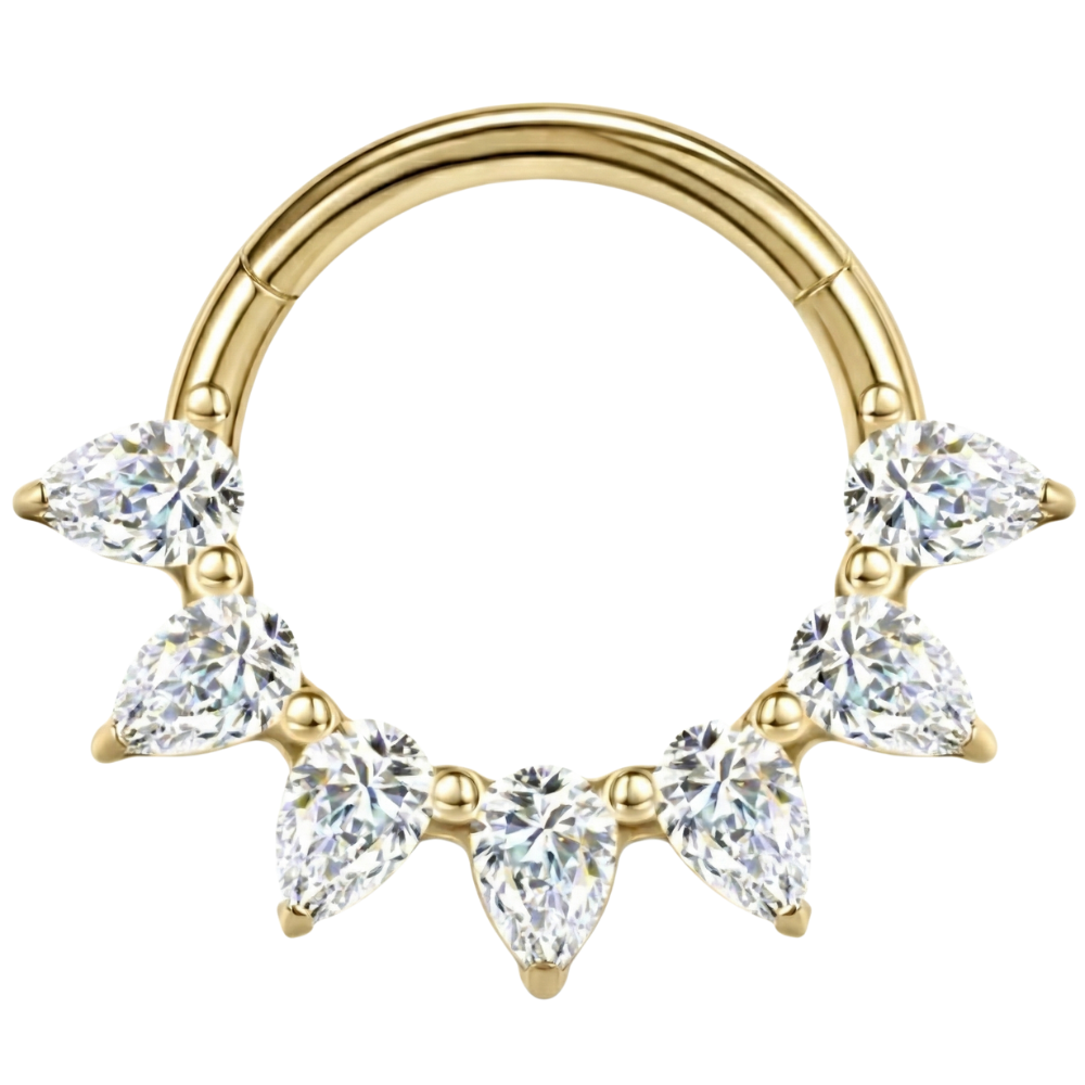 Segmentierter Clicker aus Titan mit Zirkonen, 7 Diamanten – Kreis – Piercing Planet