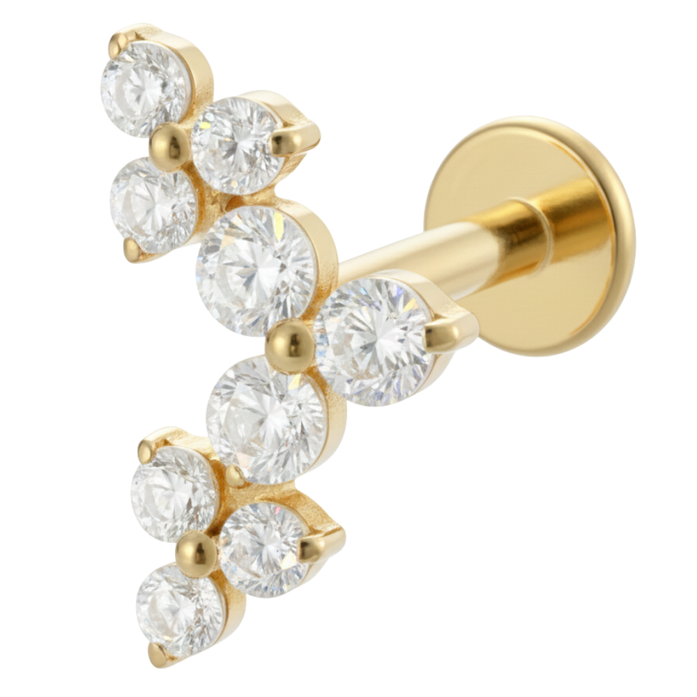 Labret Décoratif en Titane - Triple Fleur