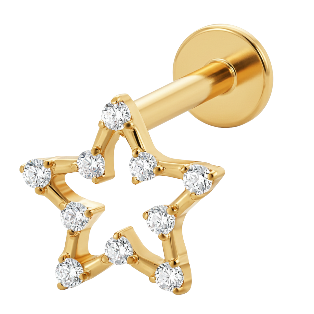 Labret Décoratif Titane - Étoile Zircon