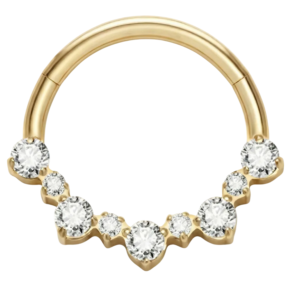 Segmentierter Clicker aus Titan mit Zirkonen und Diamanten – Schleife – Piercing Planet