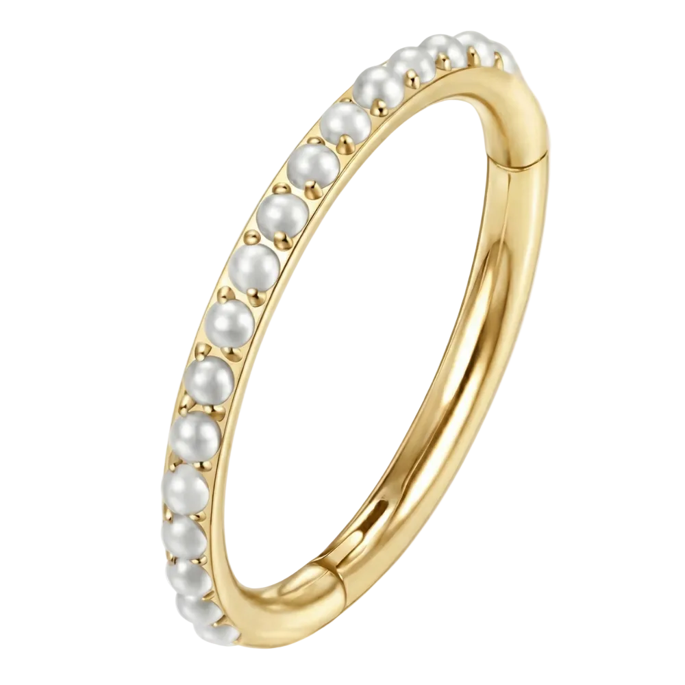 Segmentierter Clicker aus Titan mit Perlen – Kreis – Piercing Planet