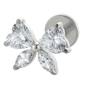 Titanium Decoratieve Labret - Strik Met Zirkonia