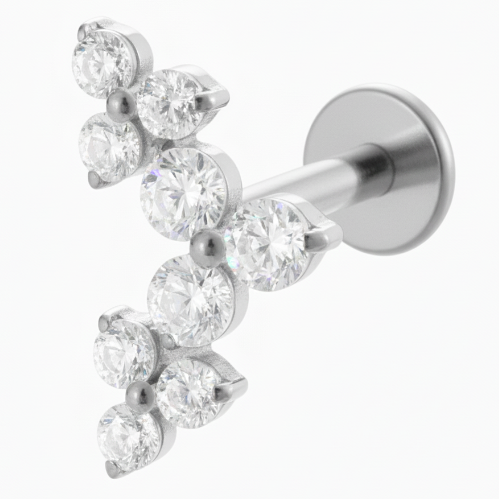 Labret Décoratif en Titane - Triple Fleur