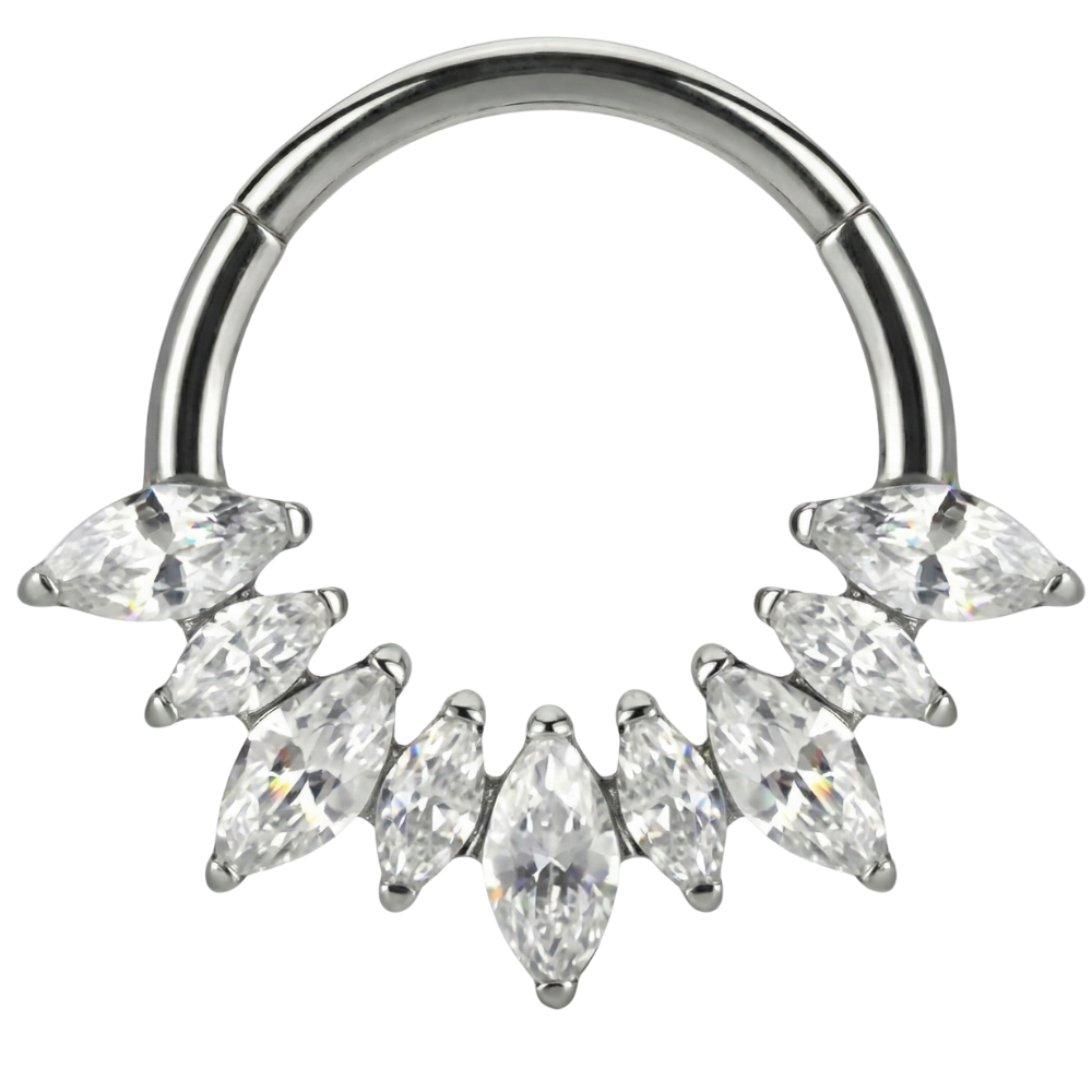 Titan-Segment-Clicker mit 9 Zirkonias – Kreis