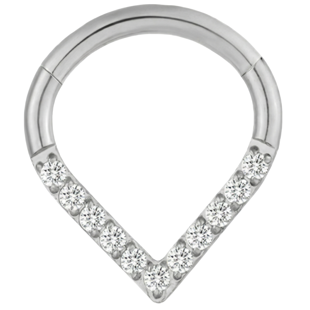 Titanium gesegmenteerde clicker met zirkonen - traan - piercingplaneet