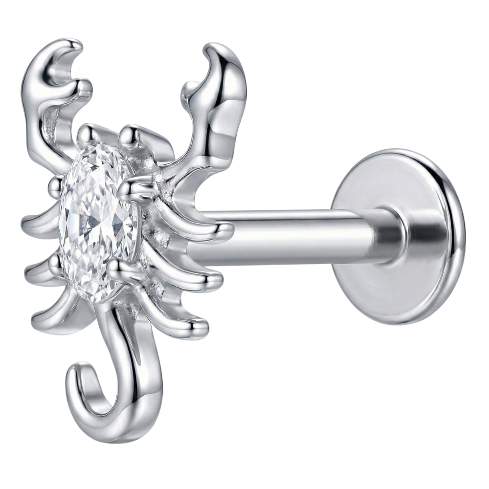 Labret Décoratif En Titane - Scorpion Avec Zircons