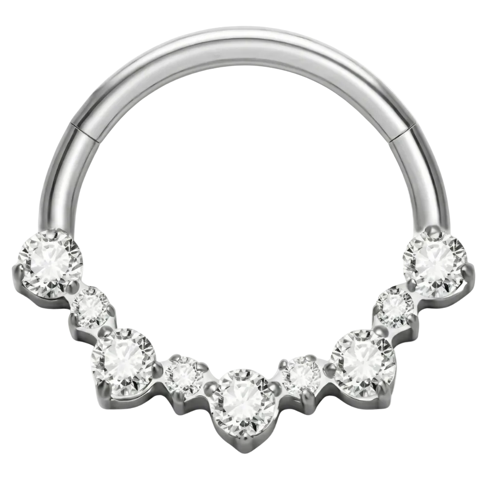 Segmentierter Clicker aus Titan mit Zirkonen und Diamanten – Schleife – Piercing Planet