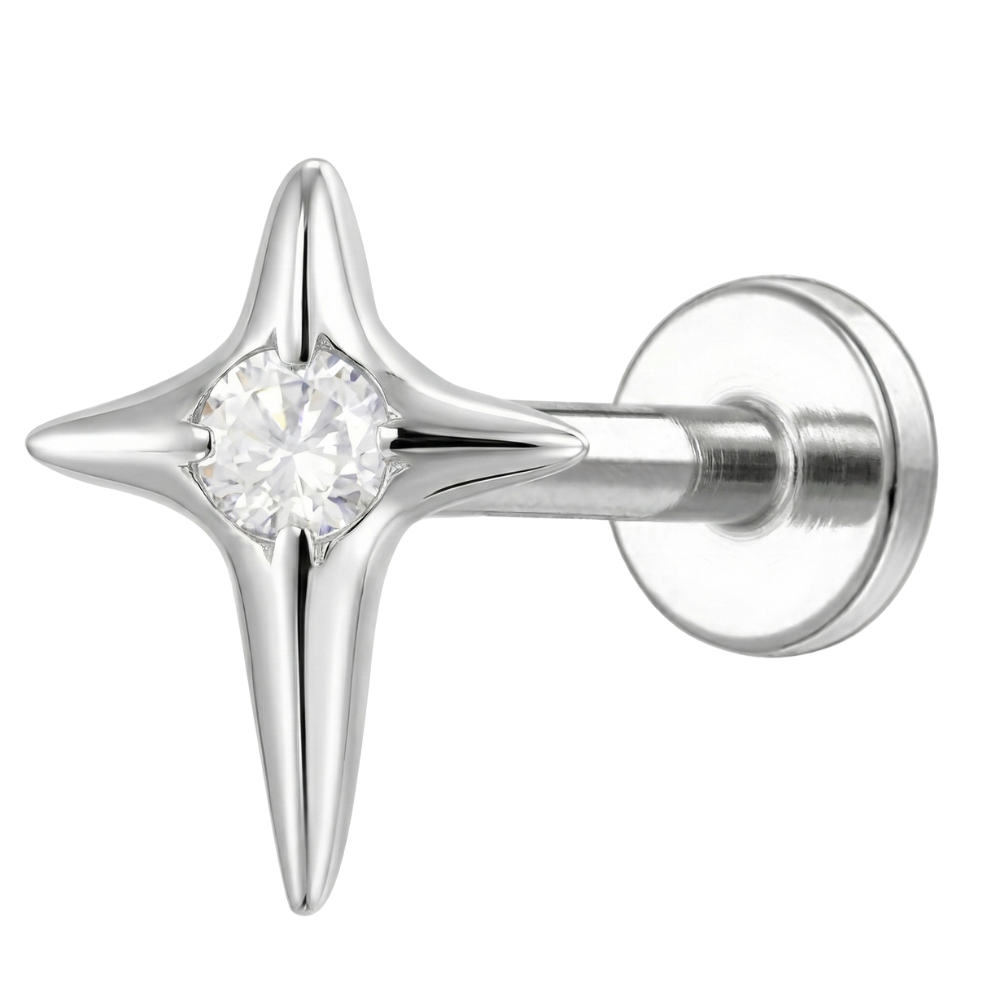 Labret Décoratif En Titane - Étoile Avec Zircon Cubique