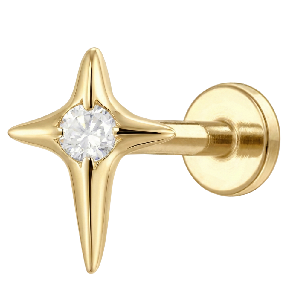 Labret Décoratif En Titane - Étoile Avec Zircon Cubique
