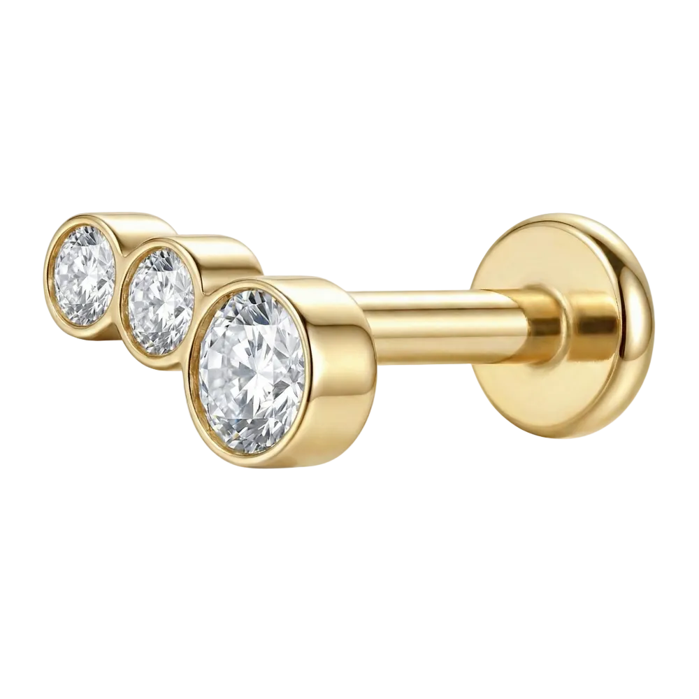 Dekoratives Titan-Labret – mit drei kubischen Zirkonen