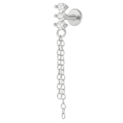 Titanium decoratieve Labret - drie strass steentjes met kettingen
