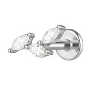 Titanium Decoratieve Labret - Drie Bladeren Met Zirkonia's