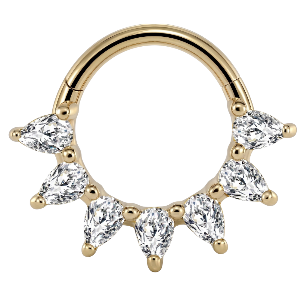 Stalowy Clicker Segmentowy 7 Cyrkonii - Kółko