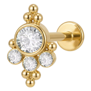 Dekoratives Labret aus Titan – Kugeln und Strasssteine