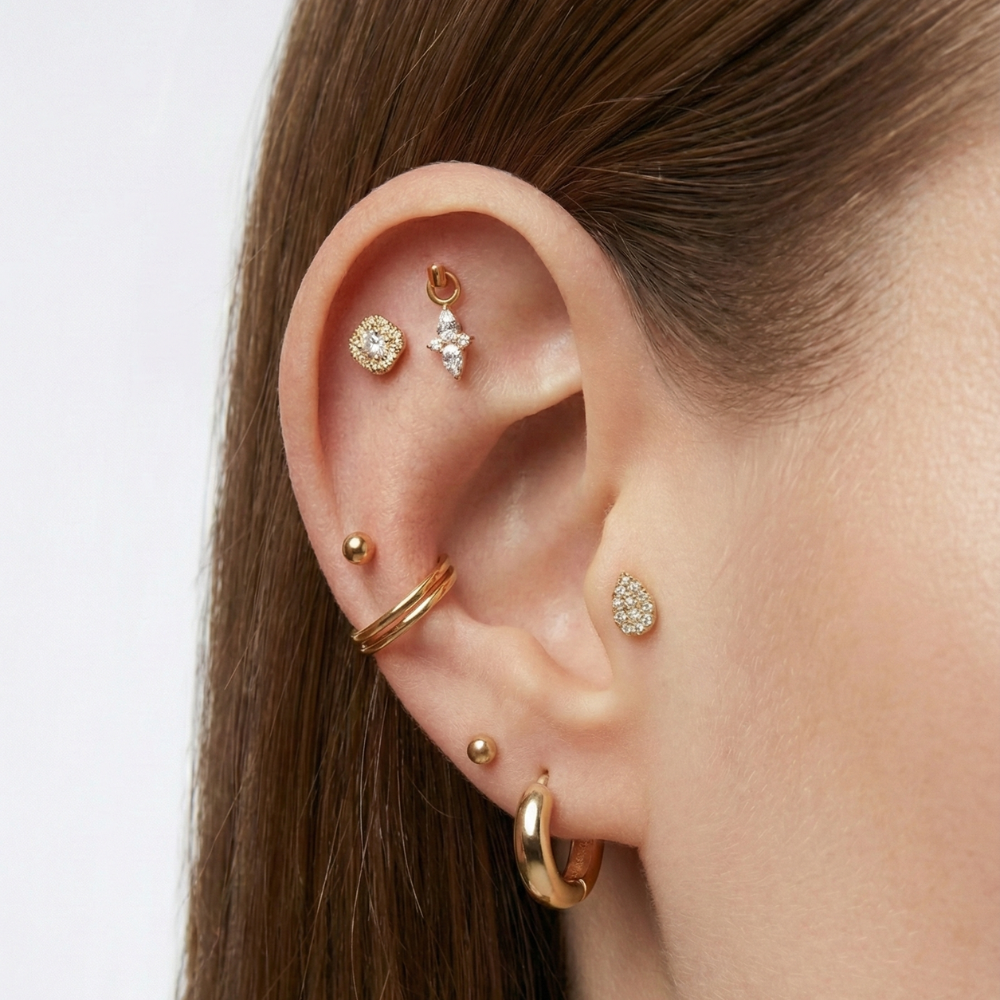 Labret Décoratif En Titane - Carré Avec Zircons