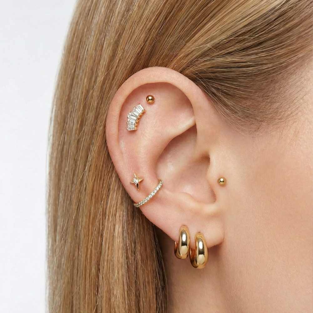 Titanium Decoratieve Labret - Boog Met Zirkonia's