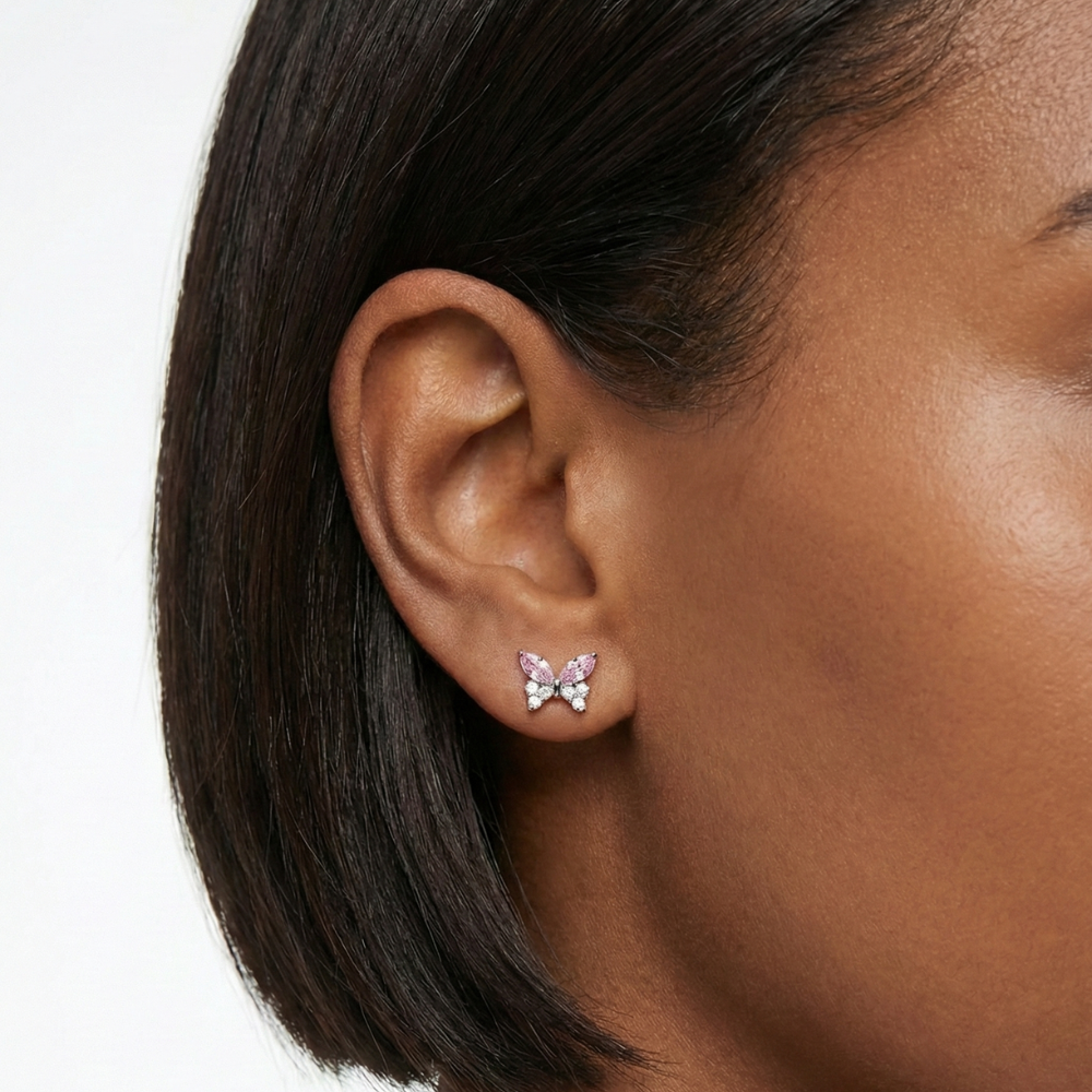 Titanium Decoratieve Labret - Vlinder Met Zirkonia's