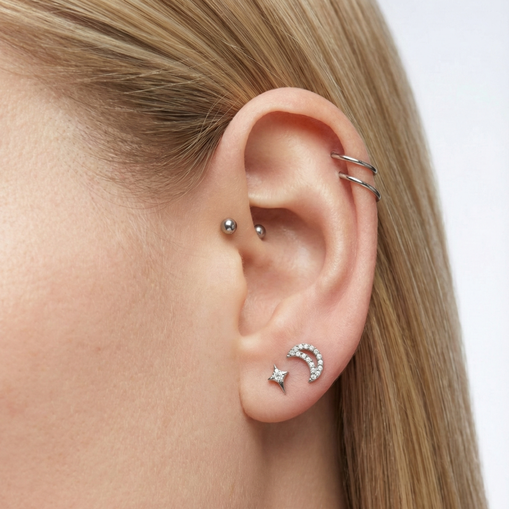 Labret Décoratif En Titane - Étoile Avec Zircon Cubique