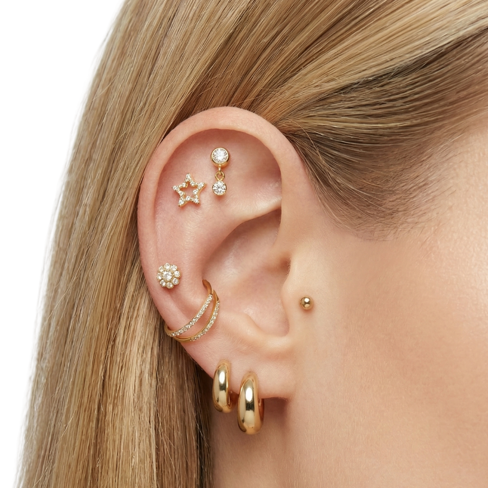 Labret Décoratif Titane - Étoile Zircon