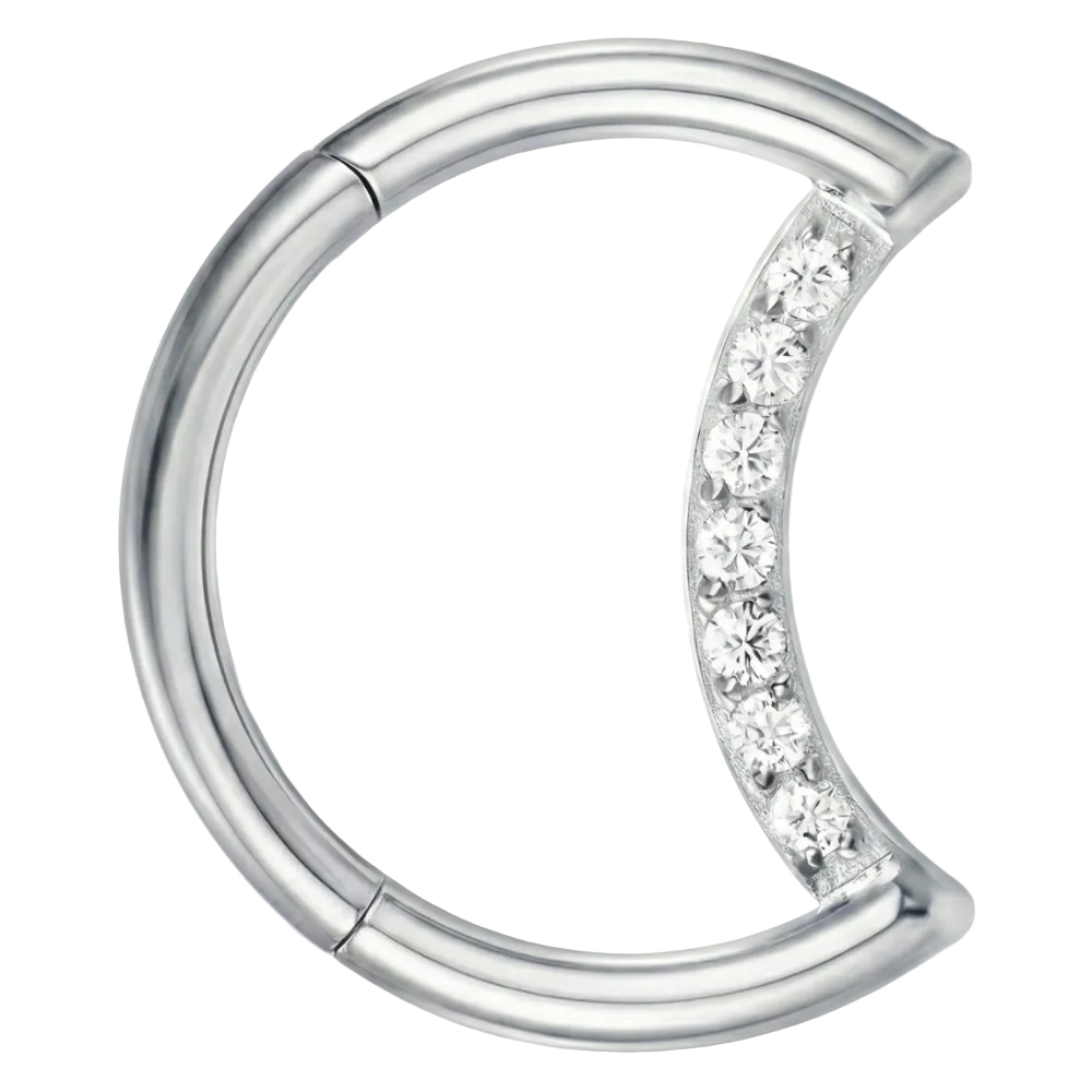 Segmentierter Clicker aus Titan mit Zirkonen – Mond – Piercing-Planet