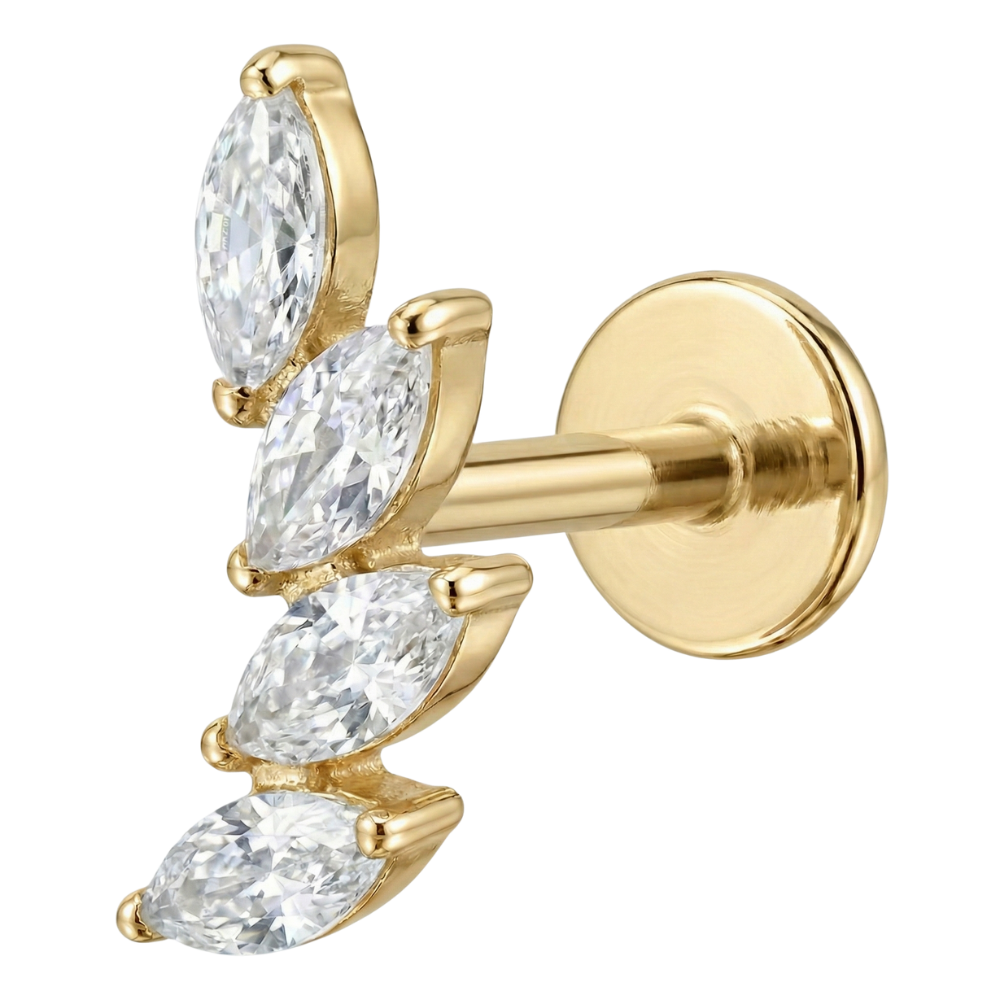 Dekoratives Labret aus Titan – Zweig mit Zirkonen