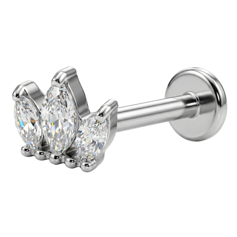 Dekoratives Labret aus Titan – Krone mit Zirkonen