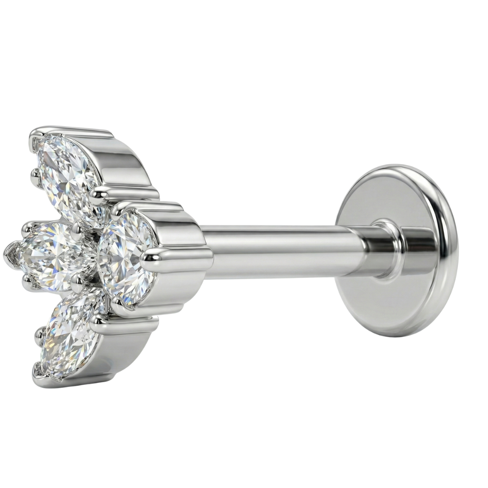 Dekoratives Titan-Labret – Lotus mit Zirkonen