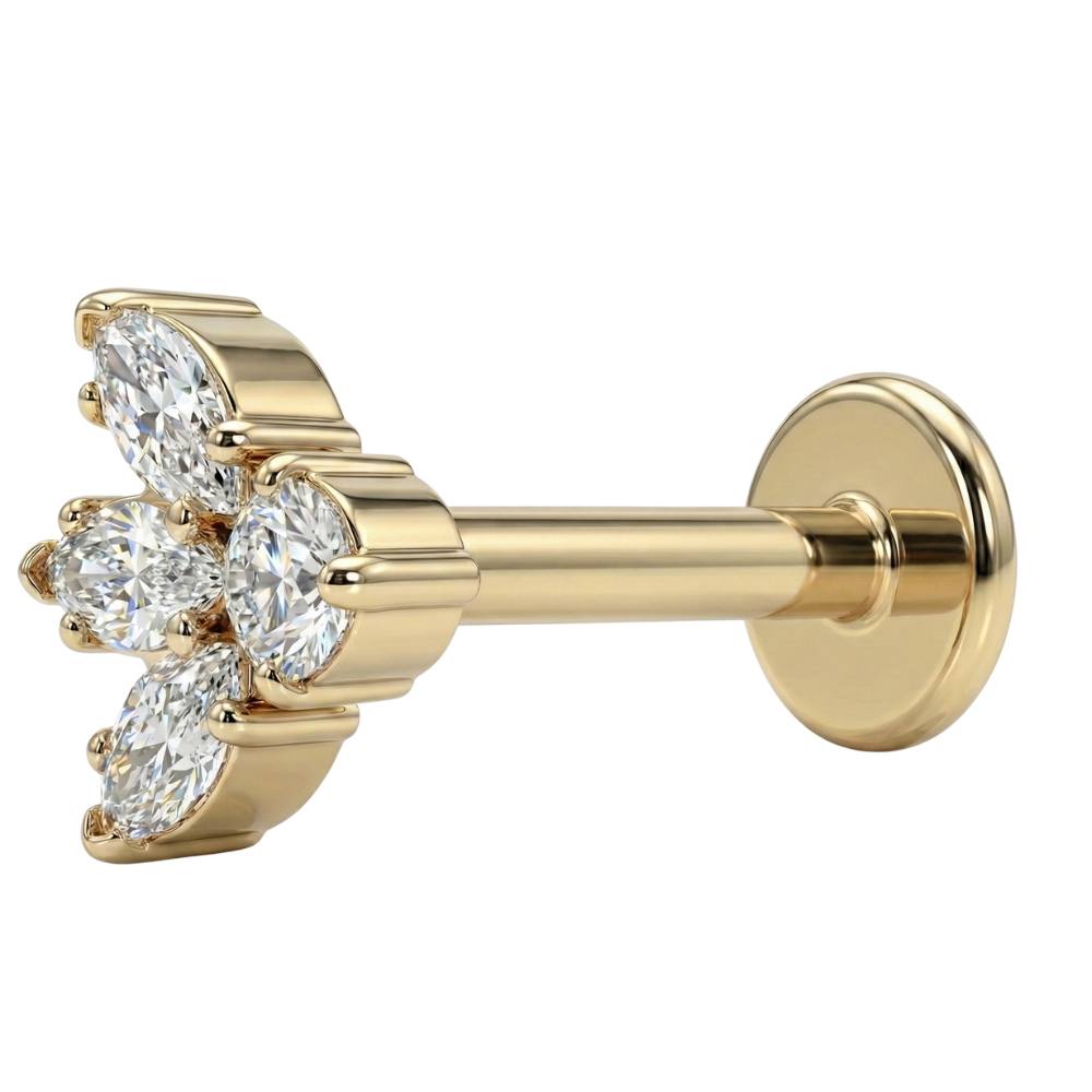 Dekoratives Titan-Labret – Lotus mit Zirkonen