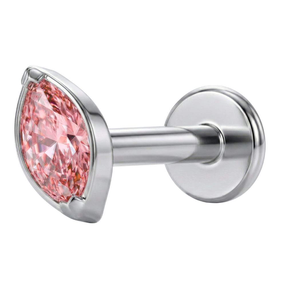 Dekoratives Labret aus Titan – Oval mit Zirkonia