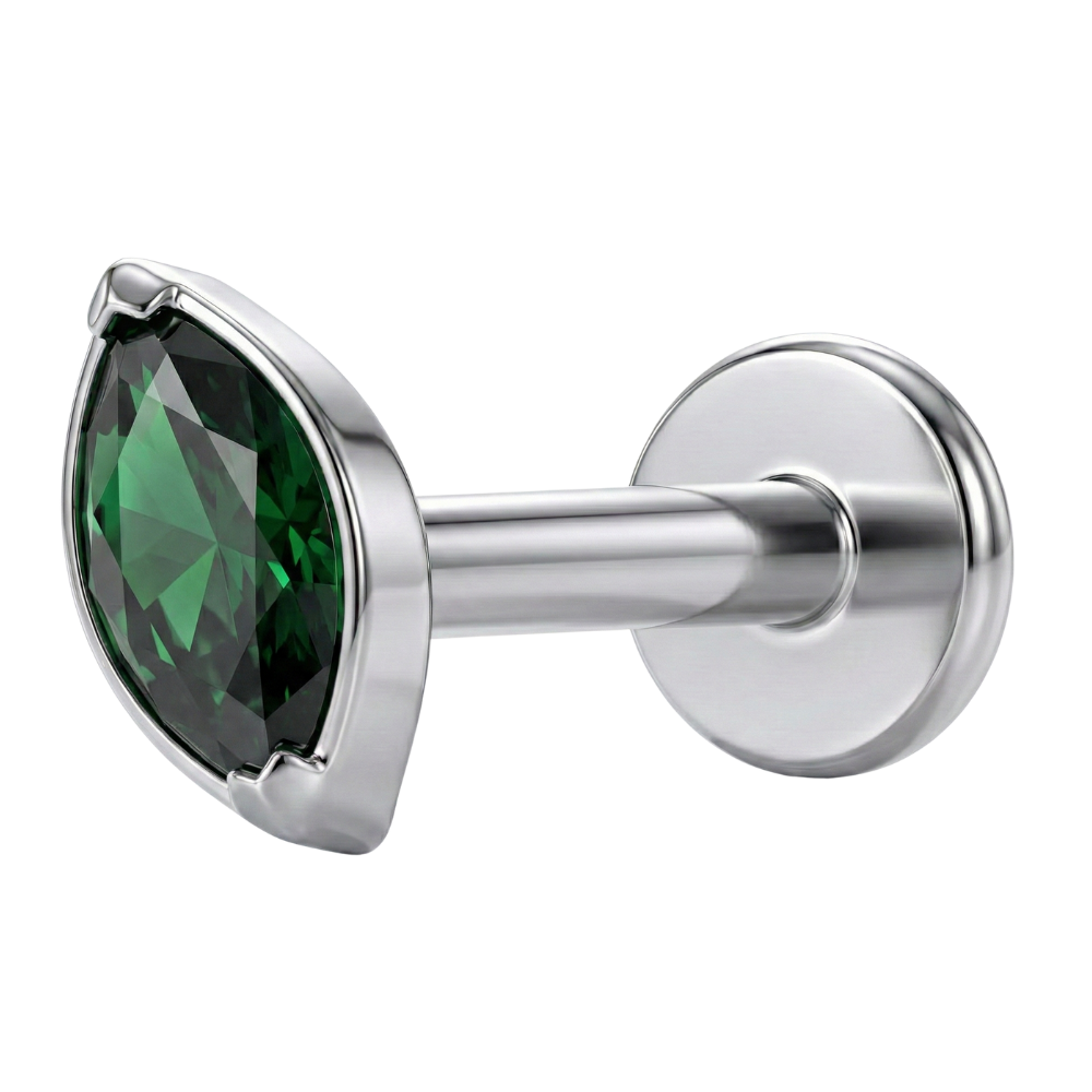 Dekoratives Labret aus Titan – Oval mit Zirkonia