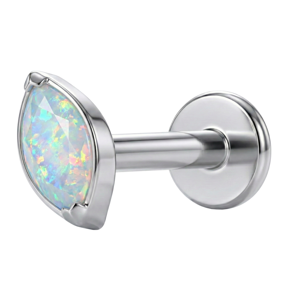 Dekoratives Labret aus Titan – Oval mit Zirkonia