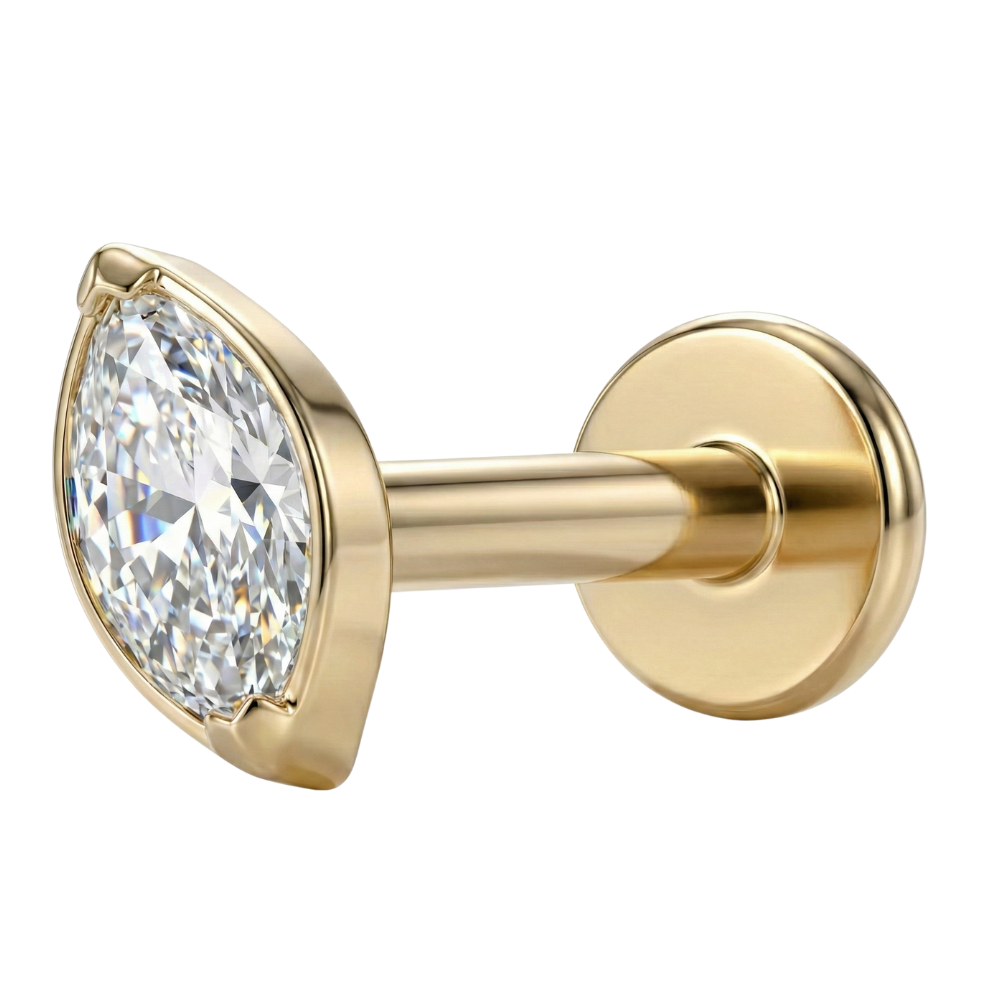 Labret Décoratif En Titane - Ovale Avec Zircon Cubique