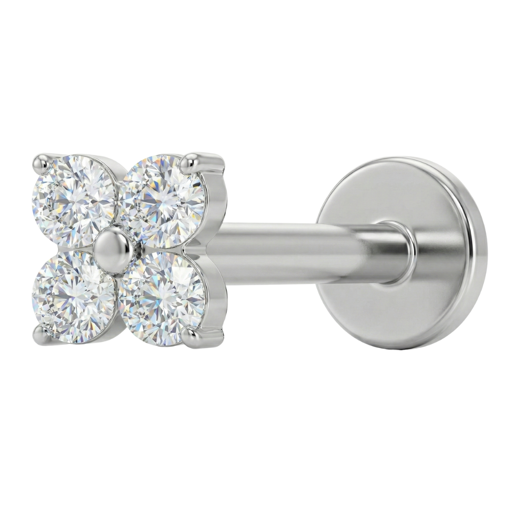 Labret Décoratif en Titane - Quatre Zircons
