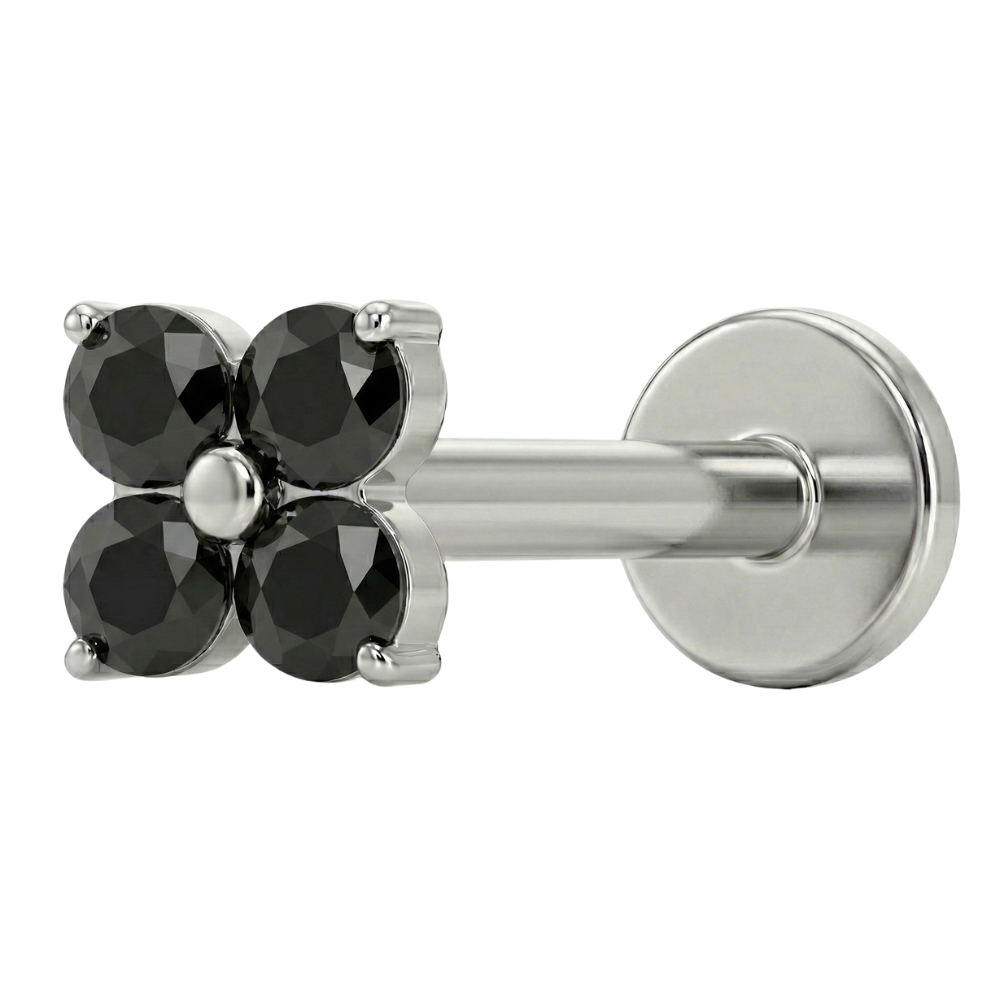 Titanium Decoratieve Labret - Vier Zirkonia's