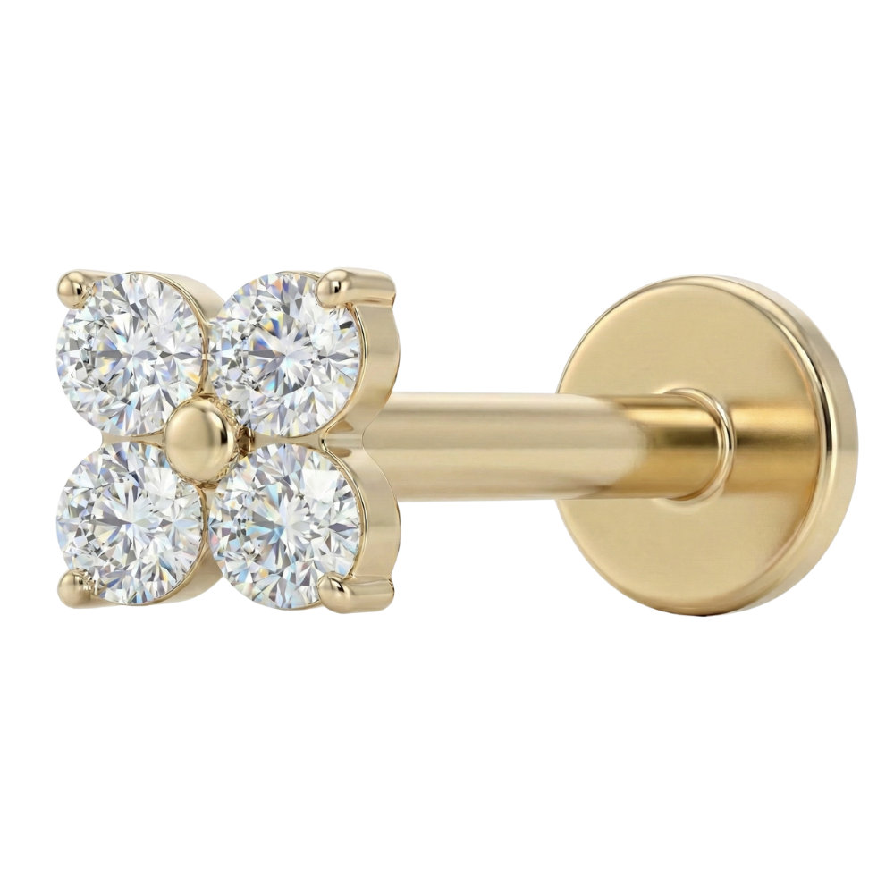 Titanium Decoratieve Labret - Vier Zirkonia's