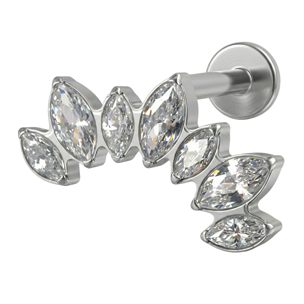 Dekoratives Labret aus Titan – Schleife mit kubischen Zirkonias