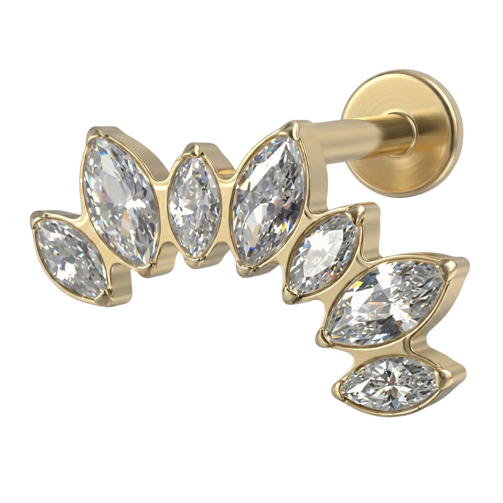 Dekoratives Labret aus Titan – Schleife mit kubischen Zirkonias