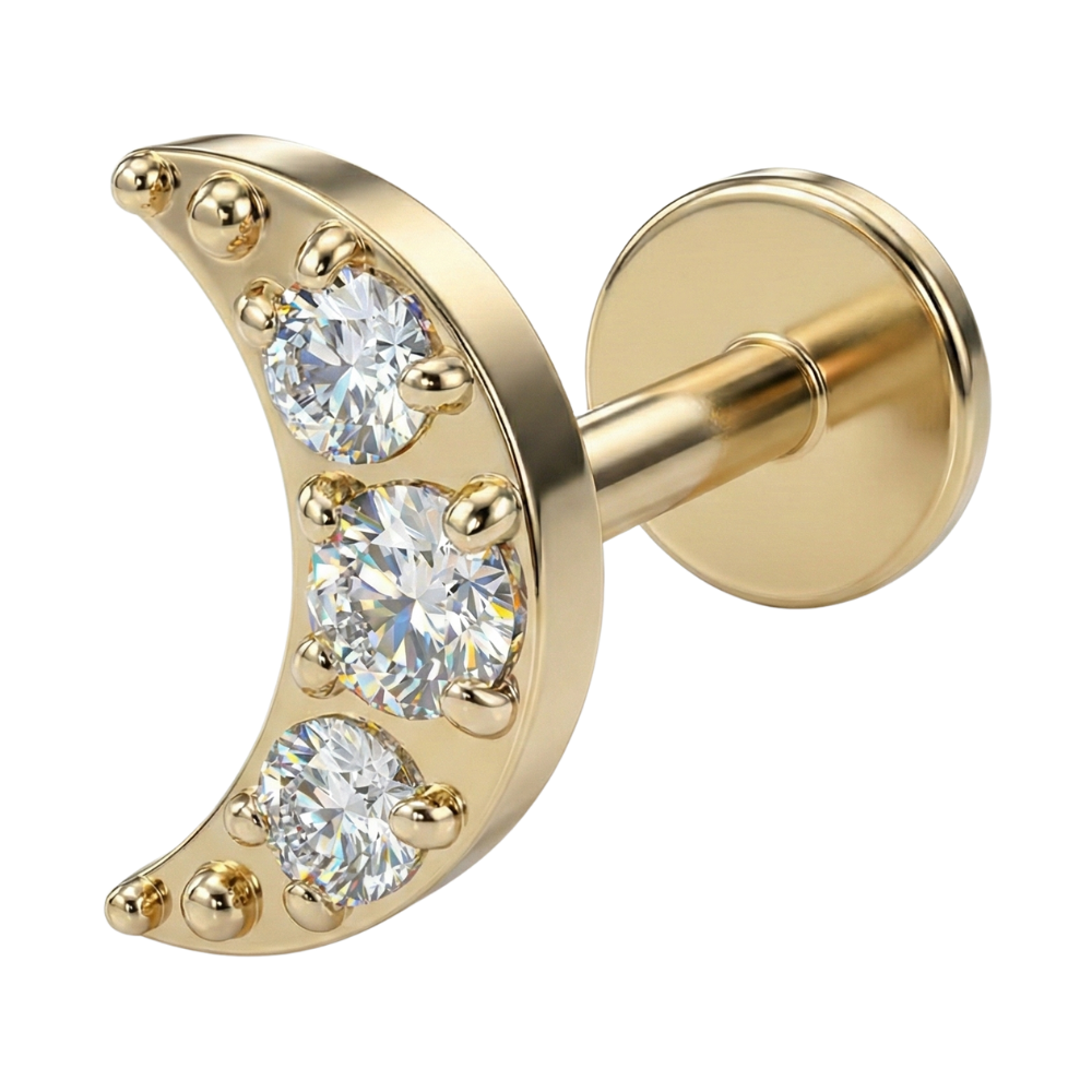 Dekoratives Titan-Labret – Halbmond mit Zirkonen