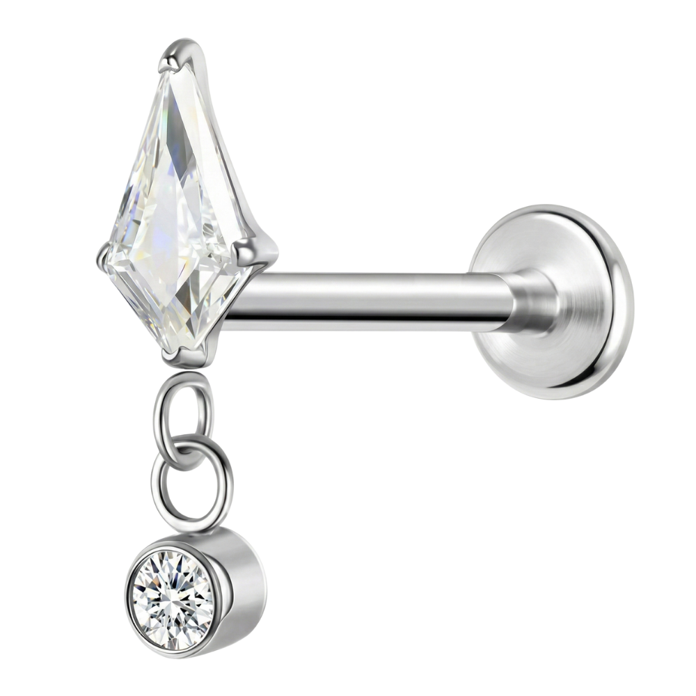 Titanium Decoratieve Labret - Diamant met hanger en zirkonia