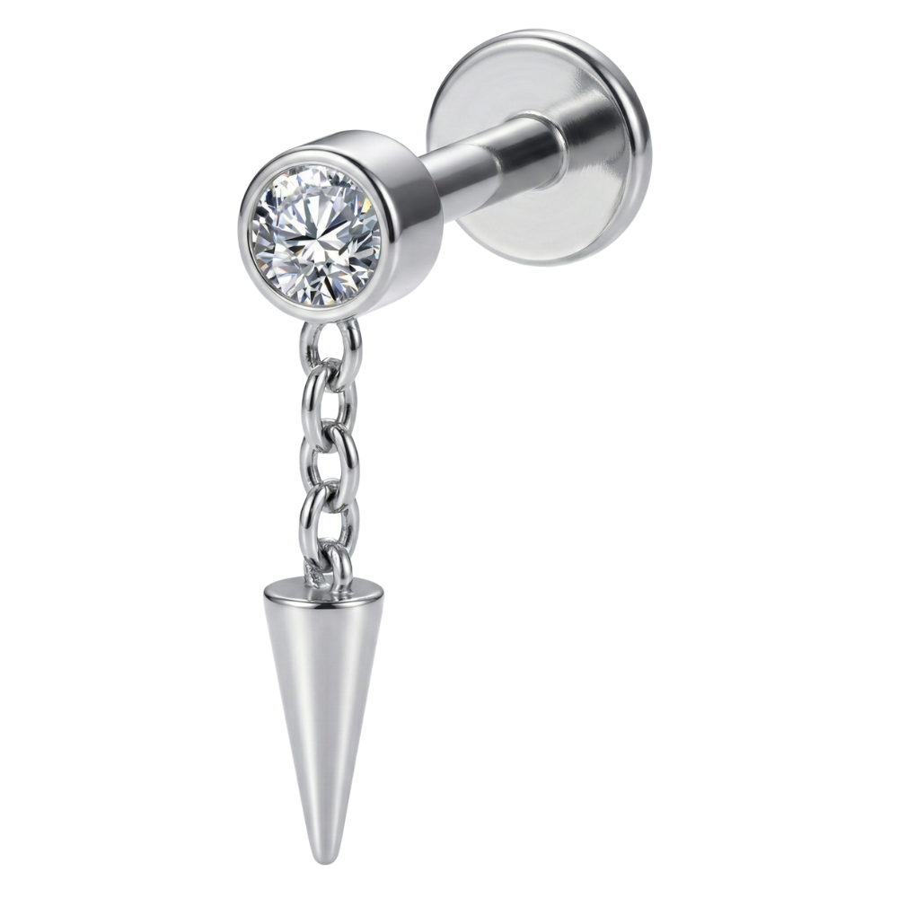 Dekoratives Titan-Labret – Zirkonia mit Kette und Spitze