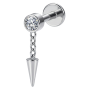 Labret Décoratif En Titane - Zircon Cubique Avec Chaîne Et Pointe