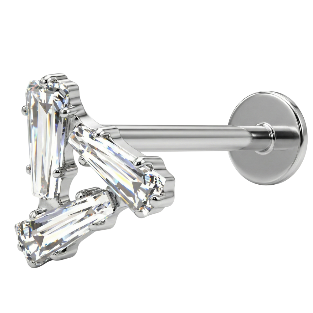 Dekoratives Titan-Labret – Dreieck mit Zirkonen