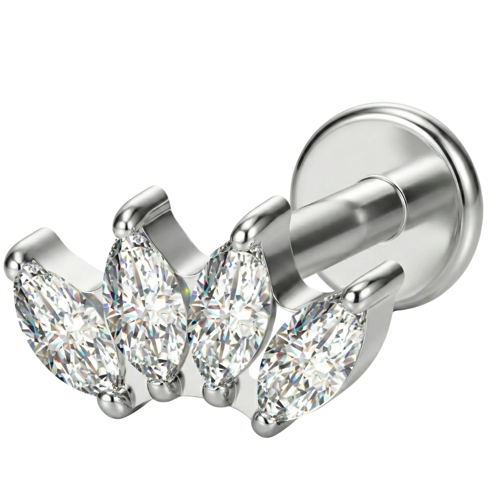 Labret Décoratif en Titane - Couronne de Zircone Cubique