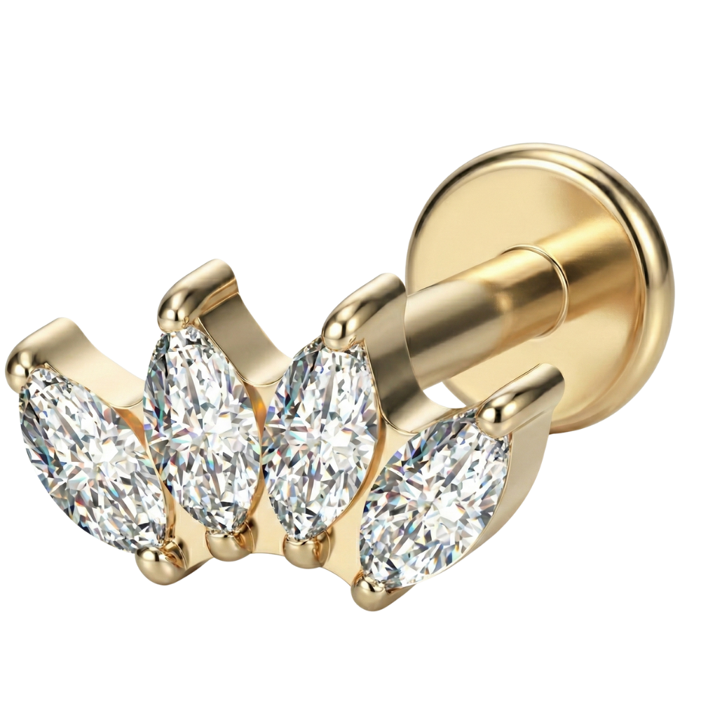 Labret Décoratif en Titane - Couronne de Zircone Cubique